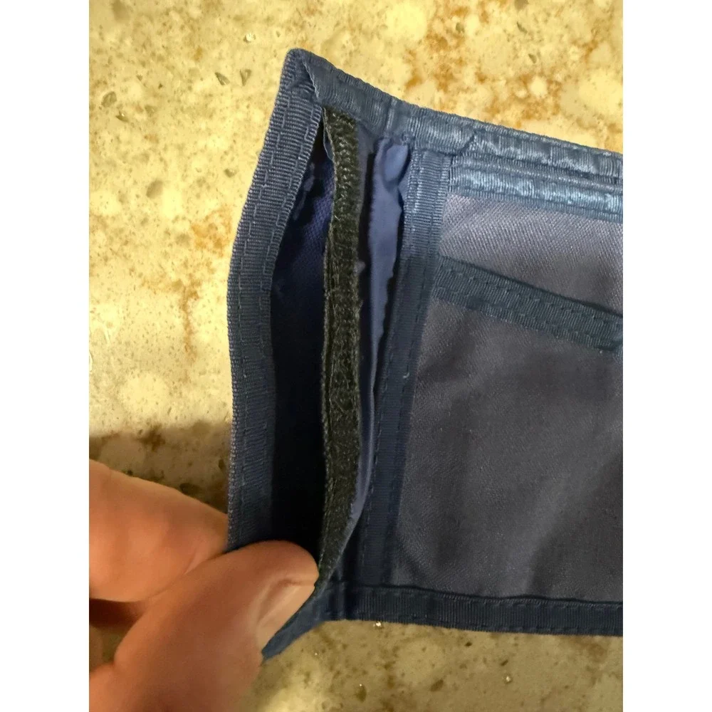 Vintage Merit Nautical Signal Flag Trifold Canvas Wallet Navy Blue Hook & Loop